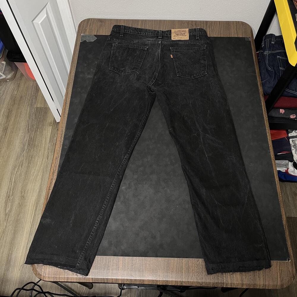 Vintage Levis Black Denim Orange Tab 505 Jeans Mens 38x30 Regular Fit USA 80s